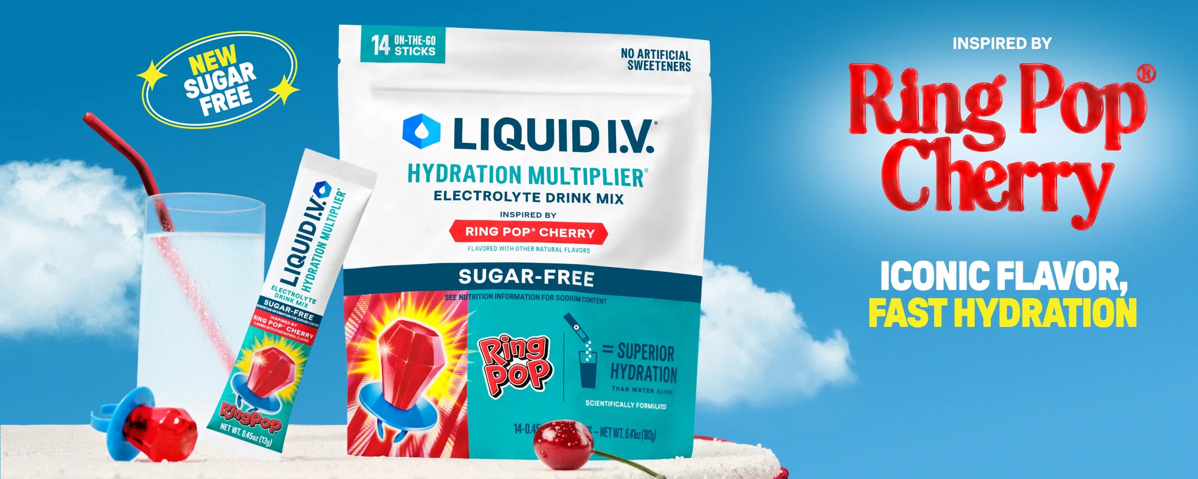 Ring Pop® Cherry Hydration Multiplier® Sugar-Free - Simple Fresh Fit Pack